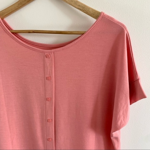 Nwot Coral Pink Loose Flowy Lightweight Cuff Short Sleeve Oversized - Picture 4 of 7